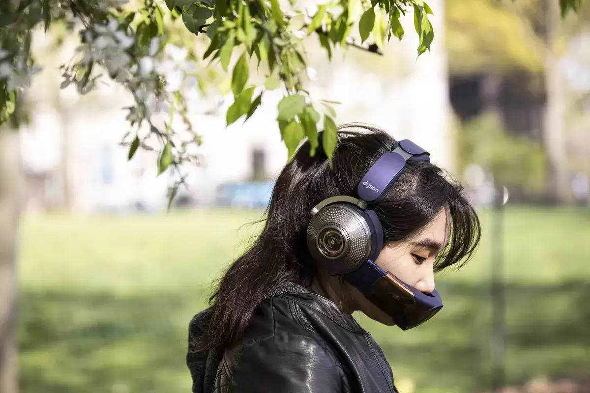 Woman wearing Dyson Zone Heaphones